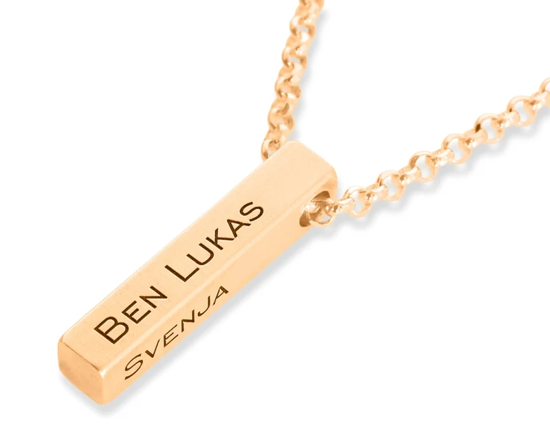 ROSÉ VERGOLDETE KETTE MIT GRAVUR ANHÄNGER, GESCHENK MANN