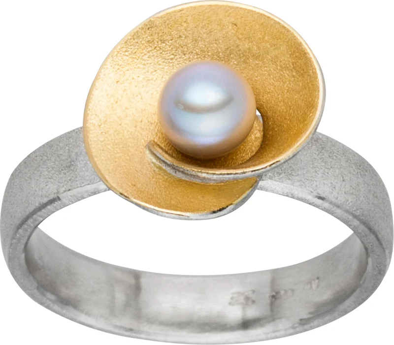925er Silber Ring feingoldbelegt MANU R981PE