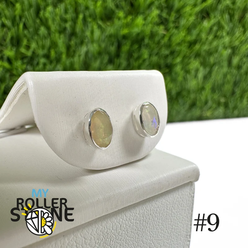 Ovale Ohrringe aus äthiopischem Opal, 5 x 3 mm, in 925er Sterlingsilber #9