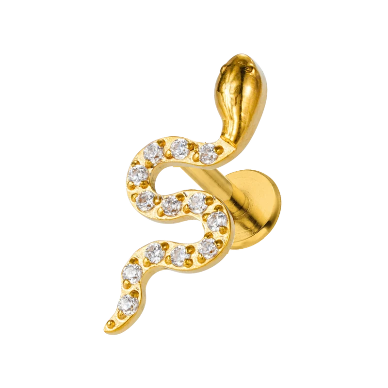 Pave Snake Labret Piercing - Titan