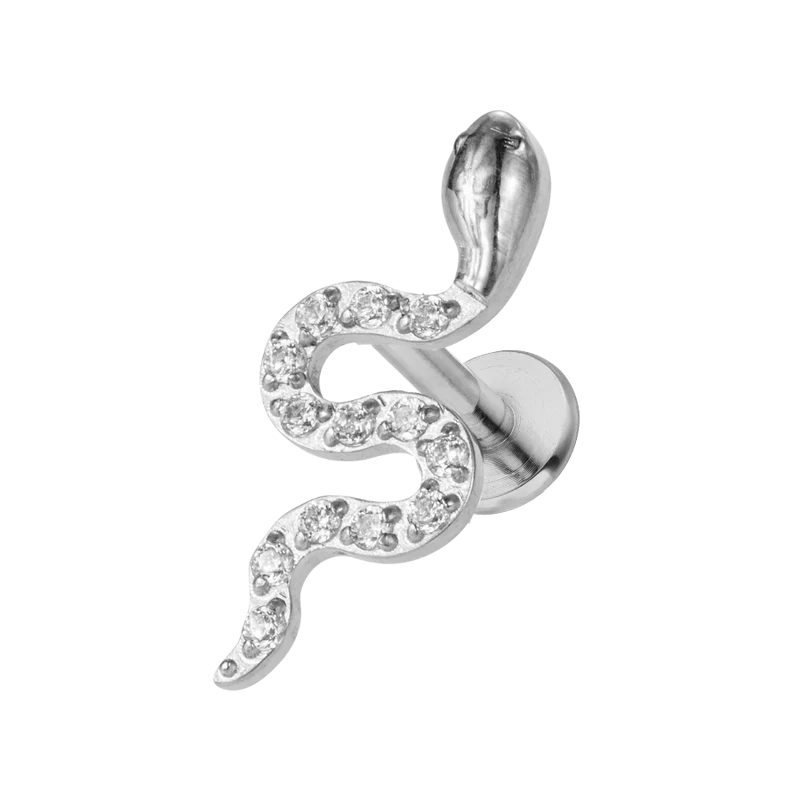 Pave Snake Labret Piercing - Titan