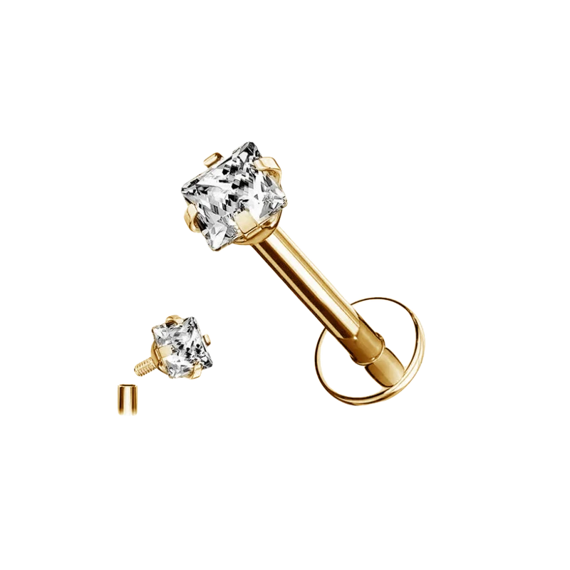Crystal Square Labret Piercing - Titan