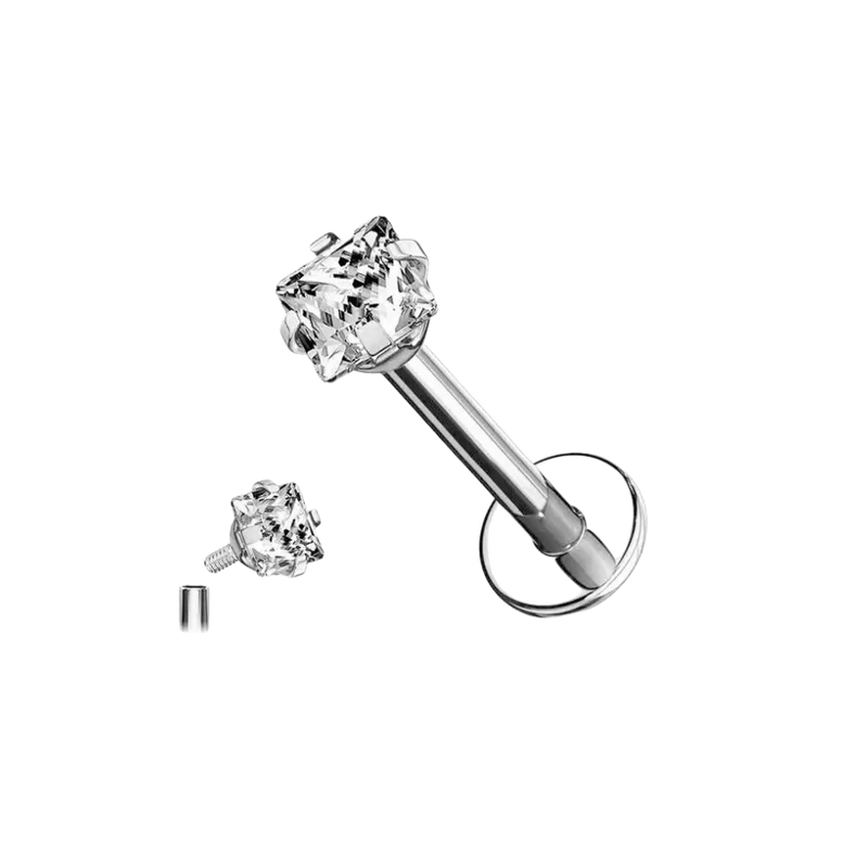 Crystal Square Labret Piercing - Titan