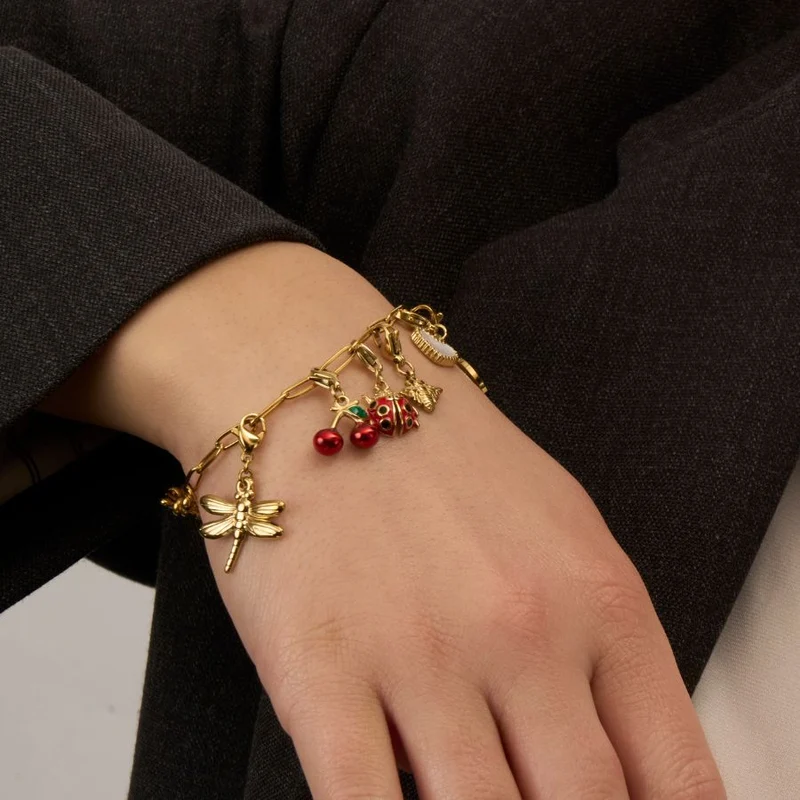 Sweet Cherry Charm 14Karat Vergoldet