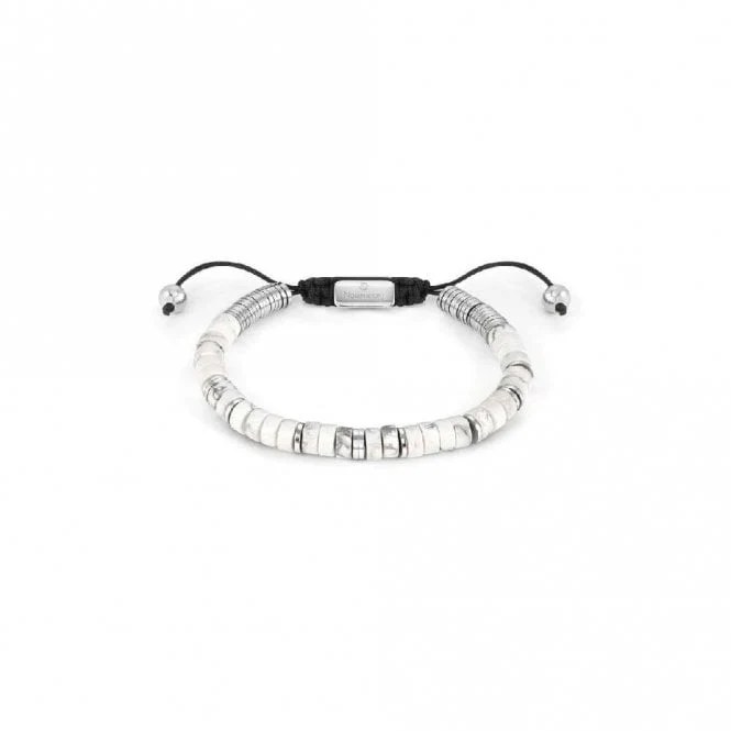 Instinct Style Silver Steel & White Turquoise Bracelet