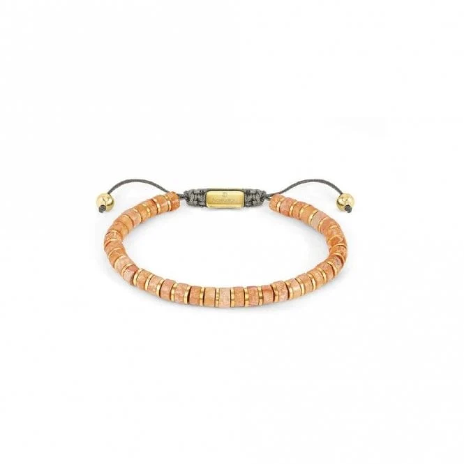 Instinct Style Gold Steel & Orange Jasper Bracelet