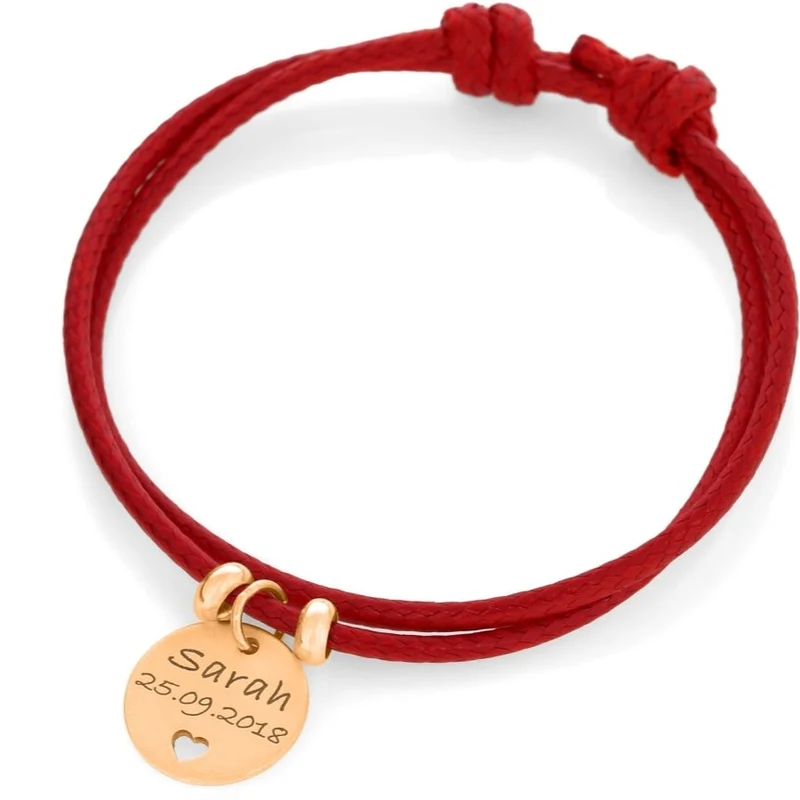BAUMWOLLARMBAND MIT GRAVUR, KINDERSCHMUCK ROSÉ VERGOLDET