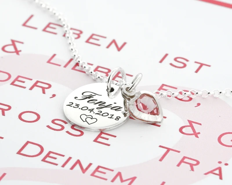 NAMENSKETTE MIT GRAVUR, SCHMUCK SCHACHTEL, KETTE MIT GRAVUR