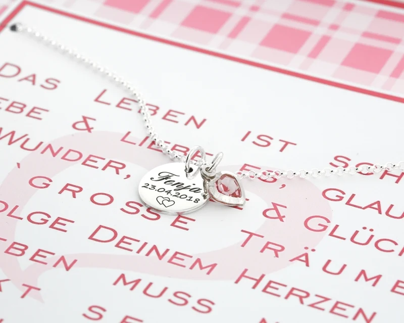 NAMENSKETTE MIT GRAVUR, SCHMUCK SCHACHTEL, KETTE MIT GRAVUR