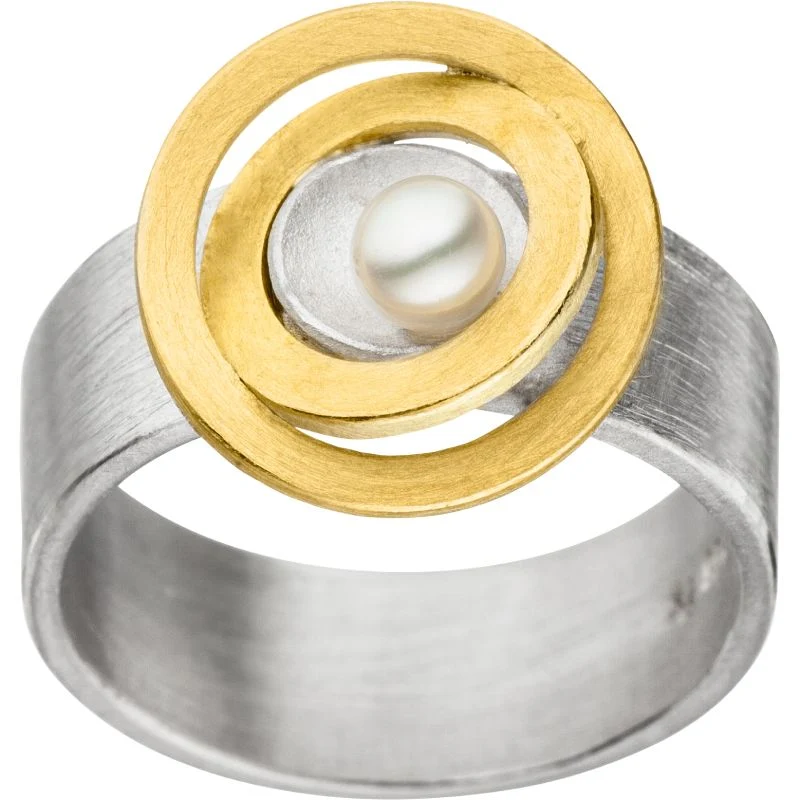 925er Silber Ring feingoldbelegt MANU R1152PE