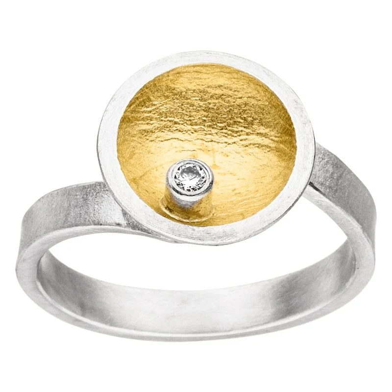 925er Silber Ring feingoldbelegt MANU R1307BR