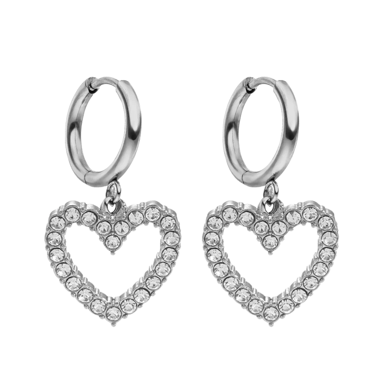 Sweet Heart Pave Huggie Ohrringe 14K Vergoldet