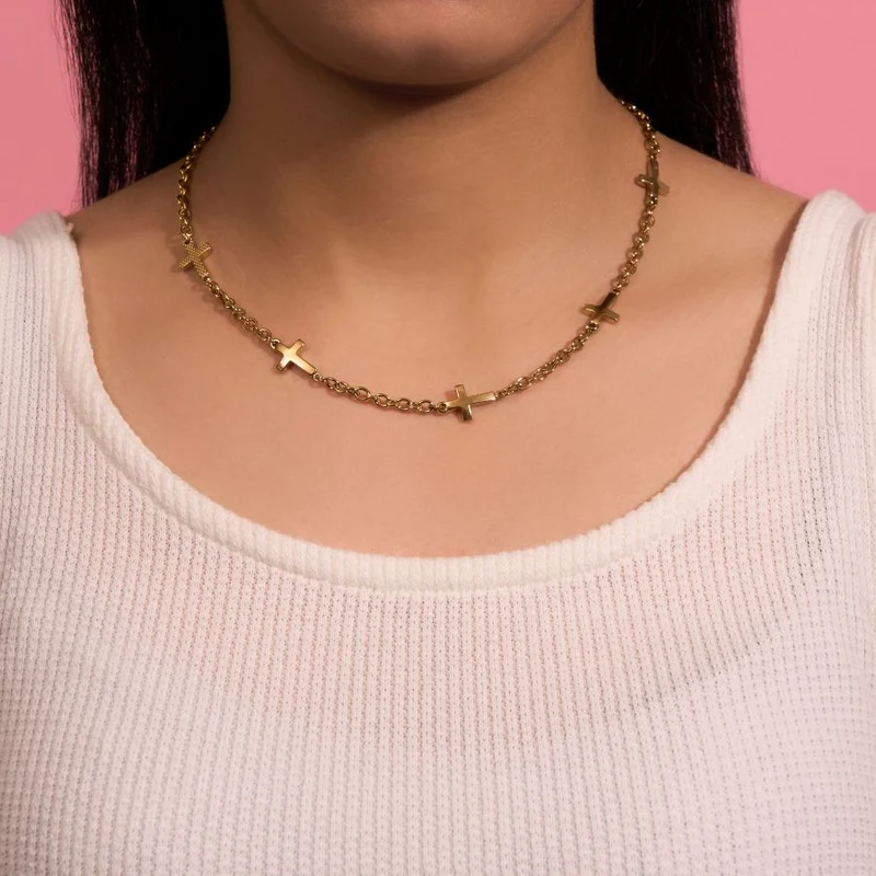Elegance Cross Kette 14K Vergoldet