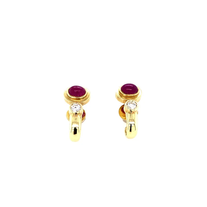 Ohrstecker Gelbgold 585 mit Brillanten & Rubinen