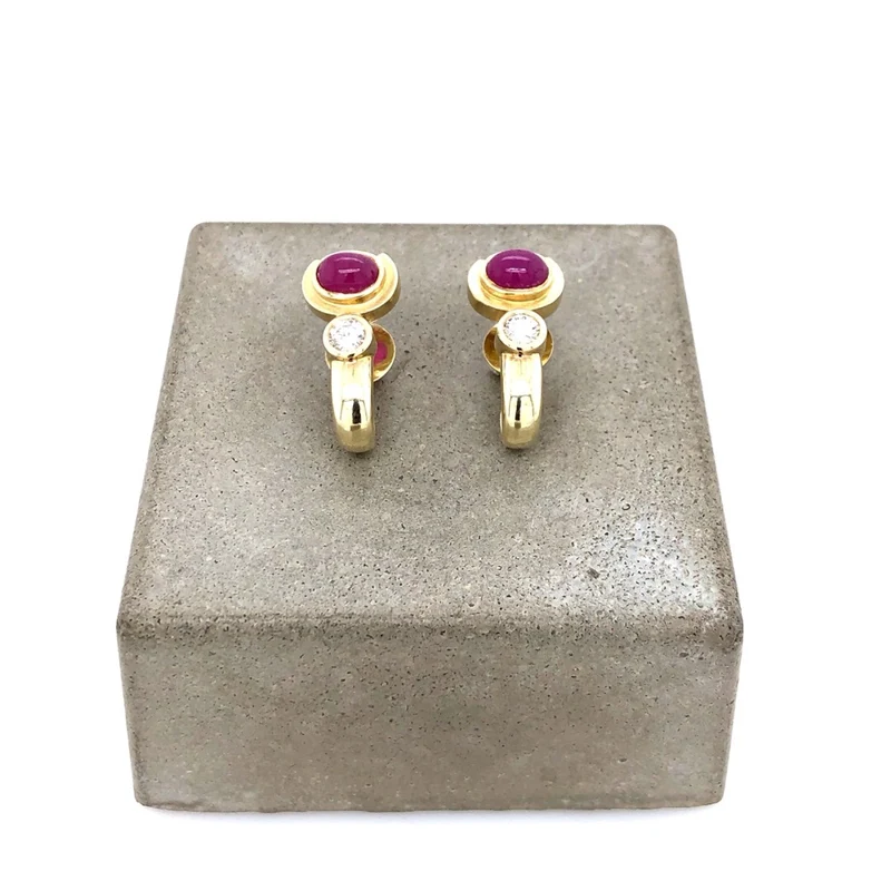 Ohrstecker Gelbgold 585 mit Brillanten & Rubinen