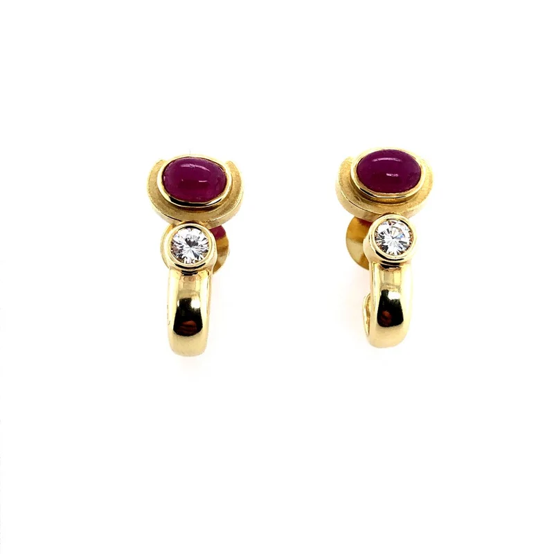 Ohrstecker Gelbgold 585 mit Brillanten & Rubinen
