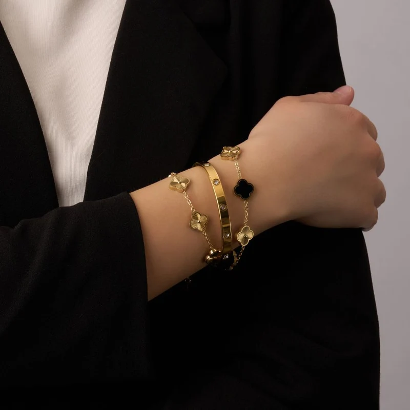 Golden Noir Lucky Leaf Abbaddon Armband 14K Vergoldet