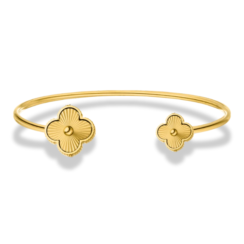 Twin Golden Lucky Leaf Armreif 14K Vergoldet