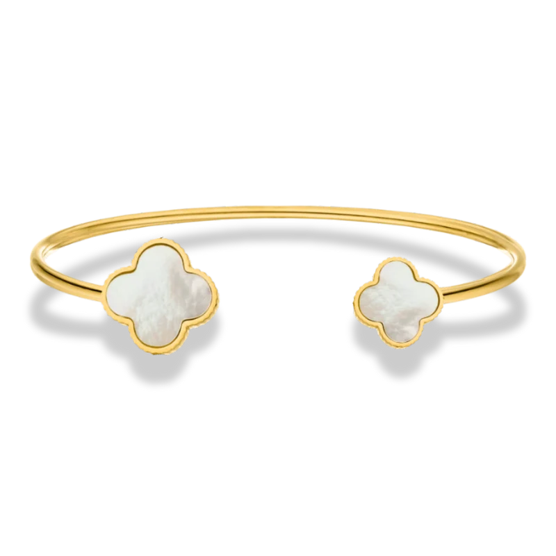 Twin Perlmutt Lucky Leaf Armreif 14K Vergoldet