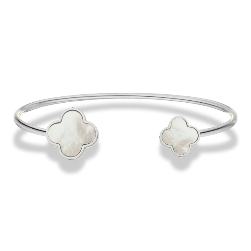 Twin Perlmutt Lucky Leaf Armreif 14K Vergoldet