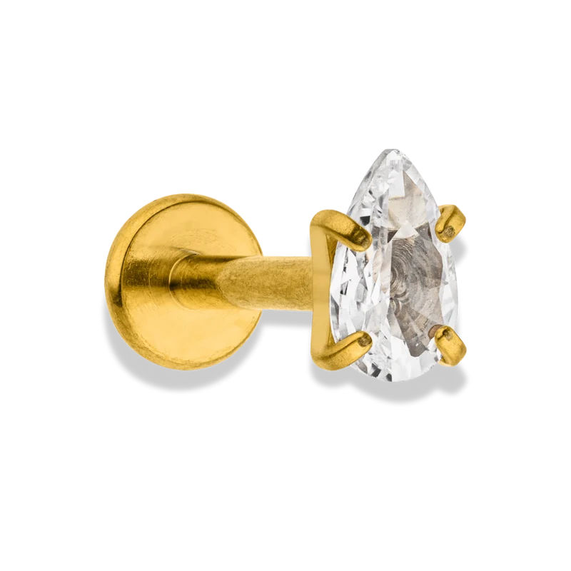 Teardrop Labret Ohr Piercing 18K Vergoldet