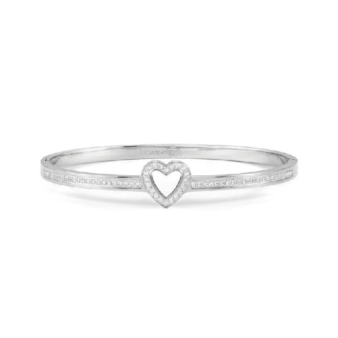 Pretty Bangles Small Heart Bracelet in Silver & CZ