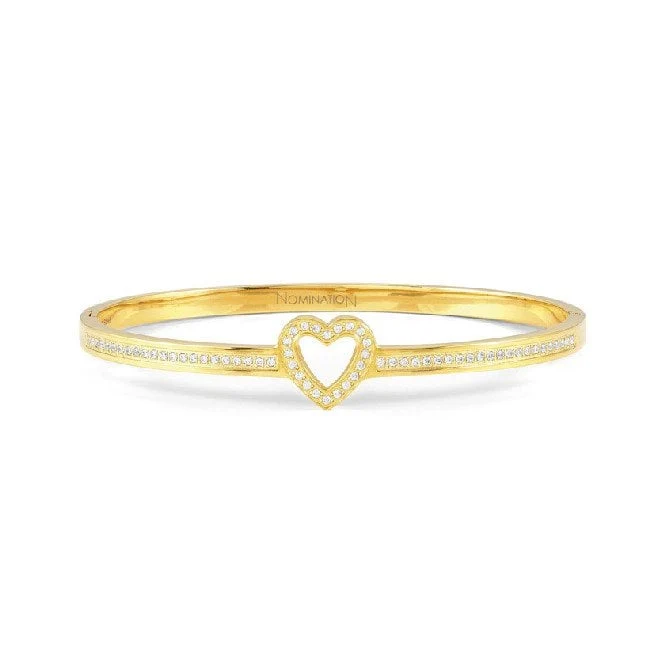 Pretty Bangles Large Heart Bracelet in Gold & CZ