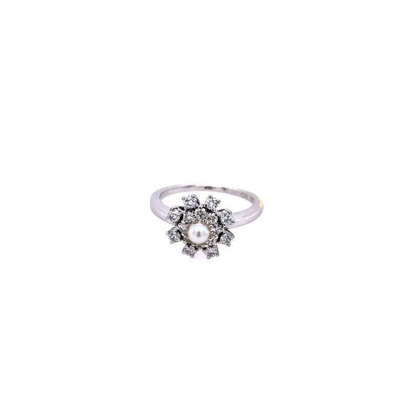 Ring Weißgold 585 mit Perle & Brillanten