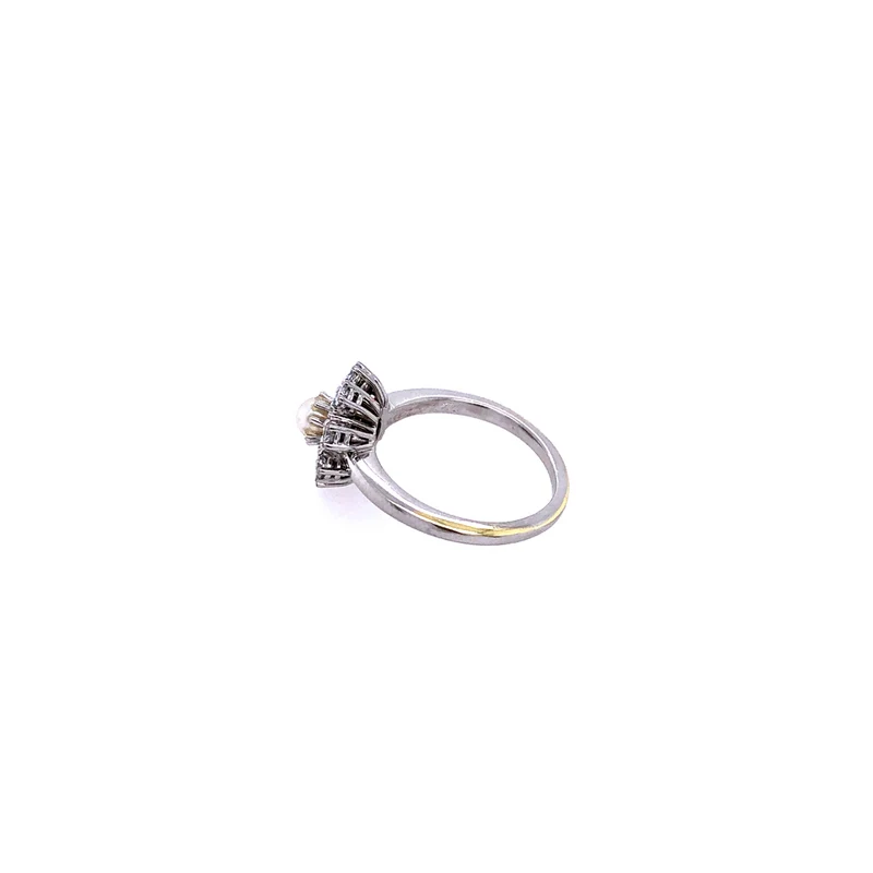 Ring Weißgold 585 mit Perle & Brillanten
