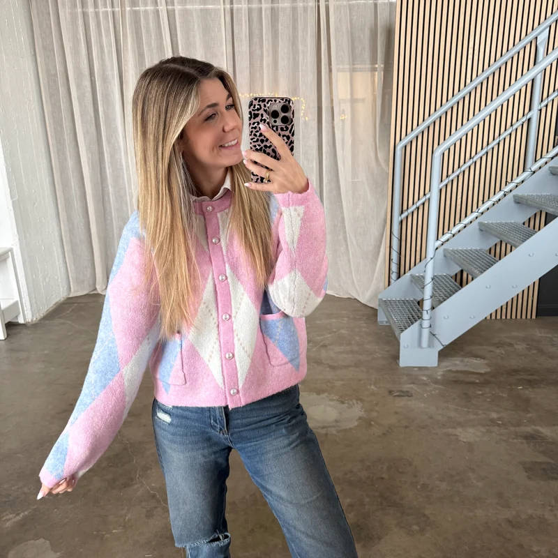 Strickjacke Romy - Blau x Rosa