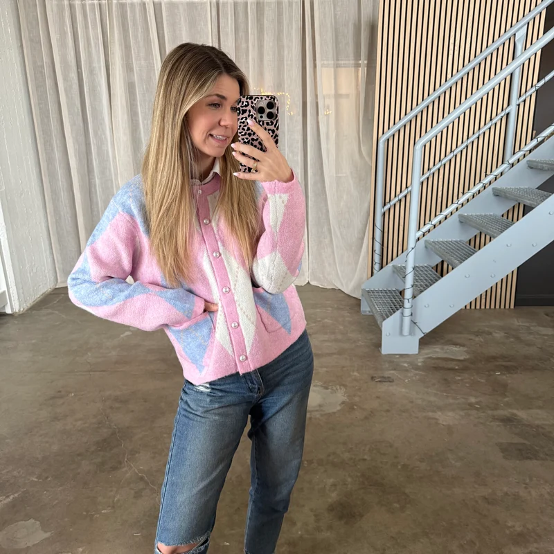 Strickjacke Romy - Blau x Rosa