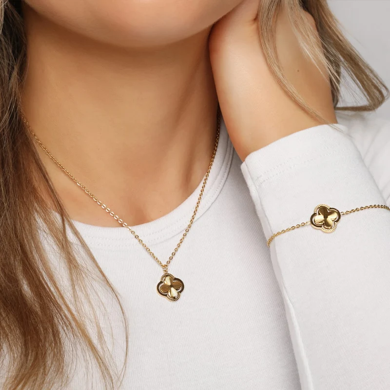 Double Clover Kette | 18K vergoldet