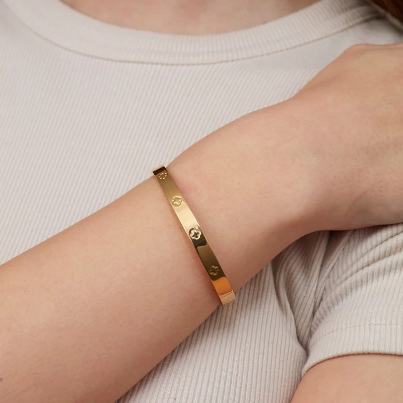 Shine Clover Armreif | 18K vergoldet