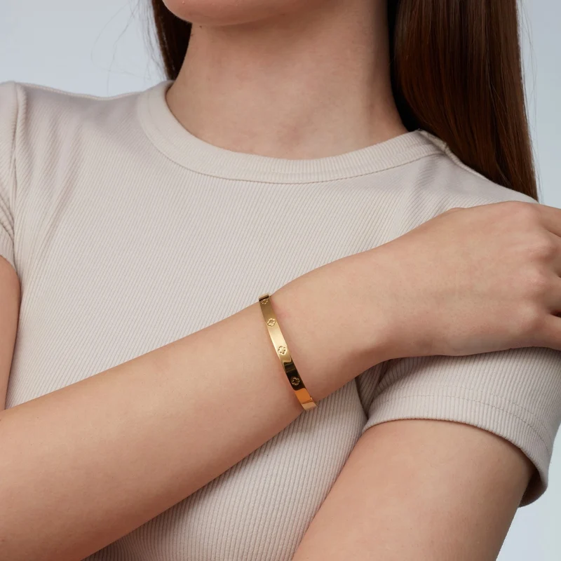 Shine Clover Armreif | 18K vergoldet