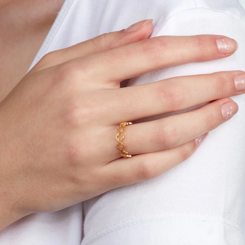 Dot Clover Ring | 18K vergoldet