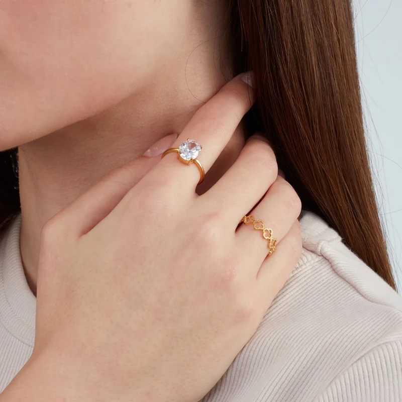 Dot Clover Ring | 18K vergoldet