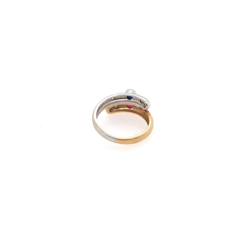 Ring Bicolor Gold 750 mit Rubin, Safir & Brillanten