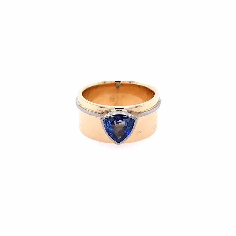 Ring Bicolor Gold 750 mit grossem Saphir