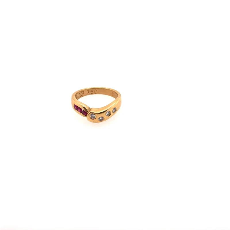 Ring Gelbgold 750 mit Rubinen & Brillanten