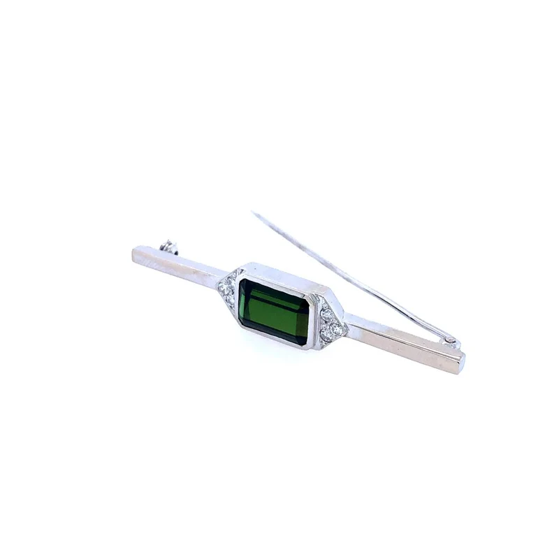 Brosche Weissgold 585 mit Turmalin & Brillanten