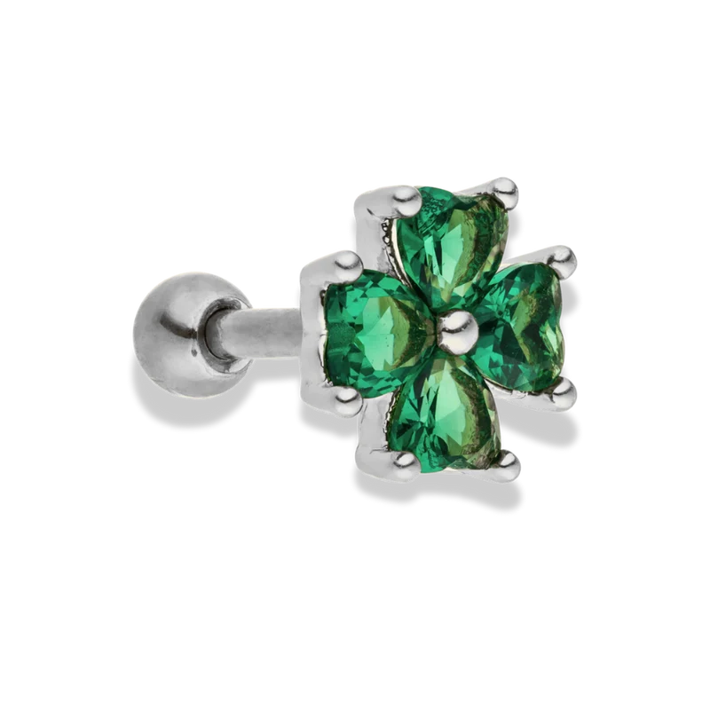 Emerald Hearts Ohr Piercing 18K Vergoldet