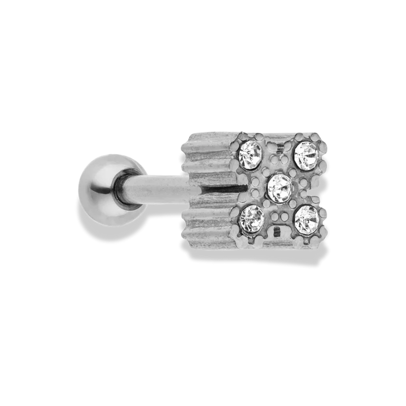 Pave Flower Ohr Piercing 14K Vergoldet