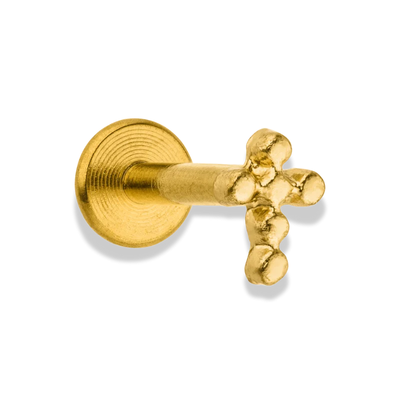Tiny Ball Cross Labret Piercing - Titan