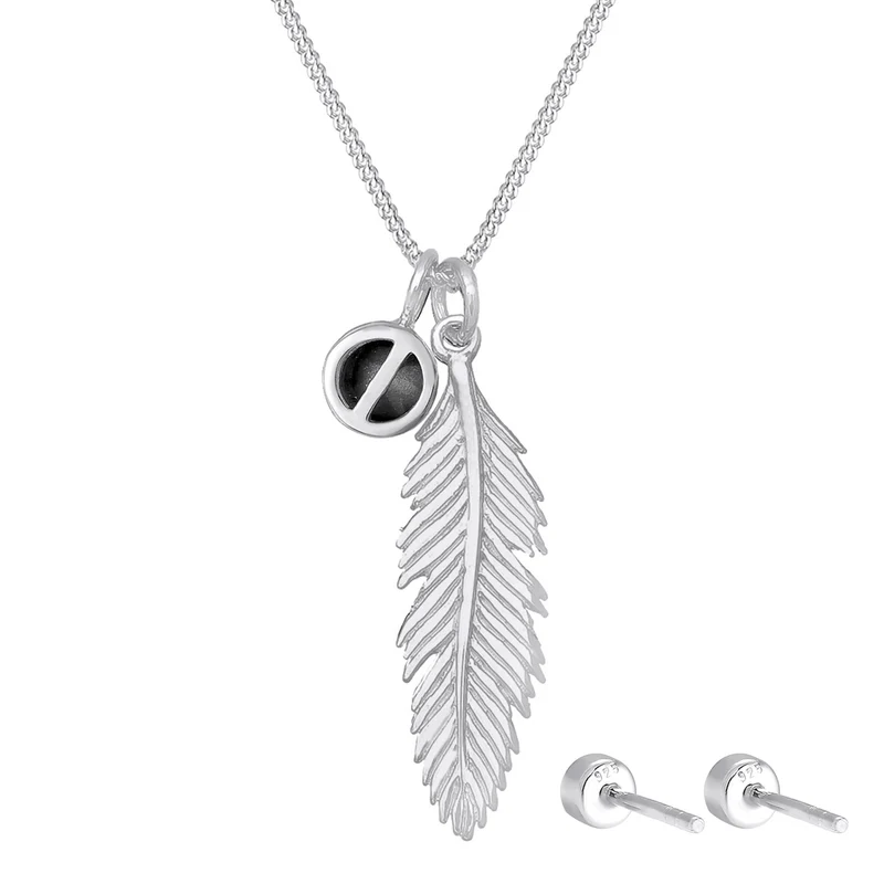 Schmuckset Feder | Mit Kristallen von Swarovski® (Weiß)