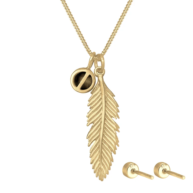 Schmuckset Feder | Mit Kristallen von Swarovski® (Weiß)