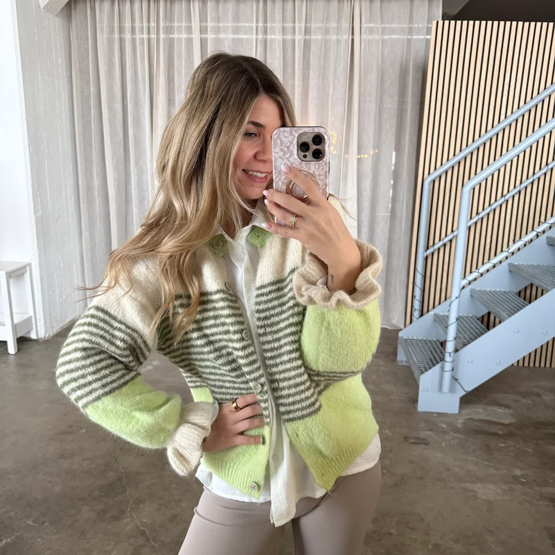 Cute Stripes Strickjacke 2.0 - Green