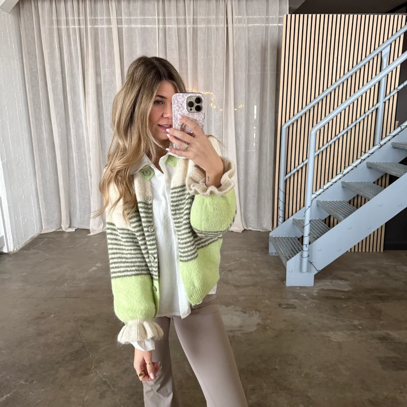 Cute Stripes Strickjacke 2.0 - Green