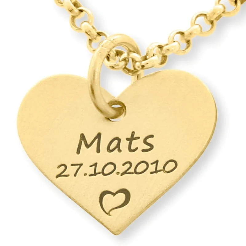 GOLDKETTE MIT HERZ ANHÄNGER, KETTE MIT GRAVUR, NAMENSKETTE