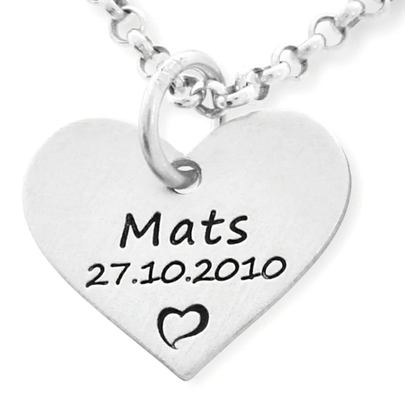 HERZ KETTE MIT GRAVUR, NAMENSKETTE 925 SILBER