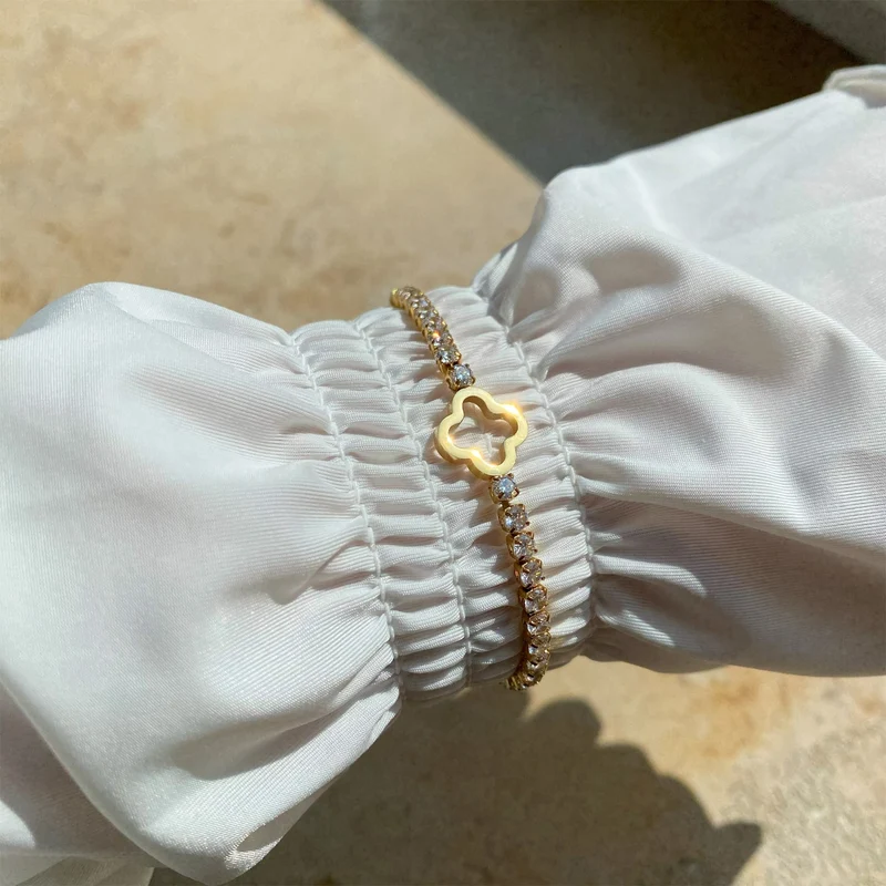 Tennis Clover Armband | 18K vergoldet